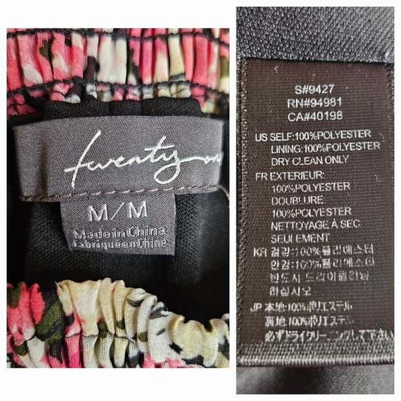 Floral Black Spaghetti Strap Ruffle Top Belted Stretch Waist Maxi Dress Size M - Picture 11 of 14